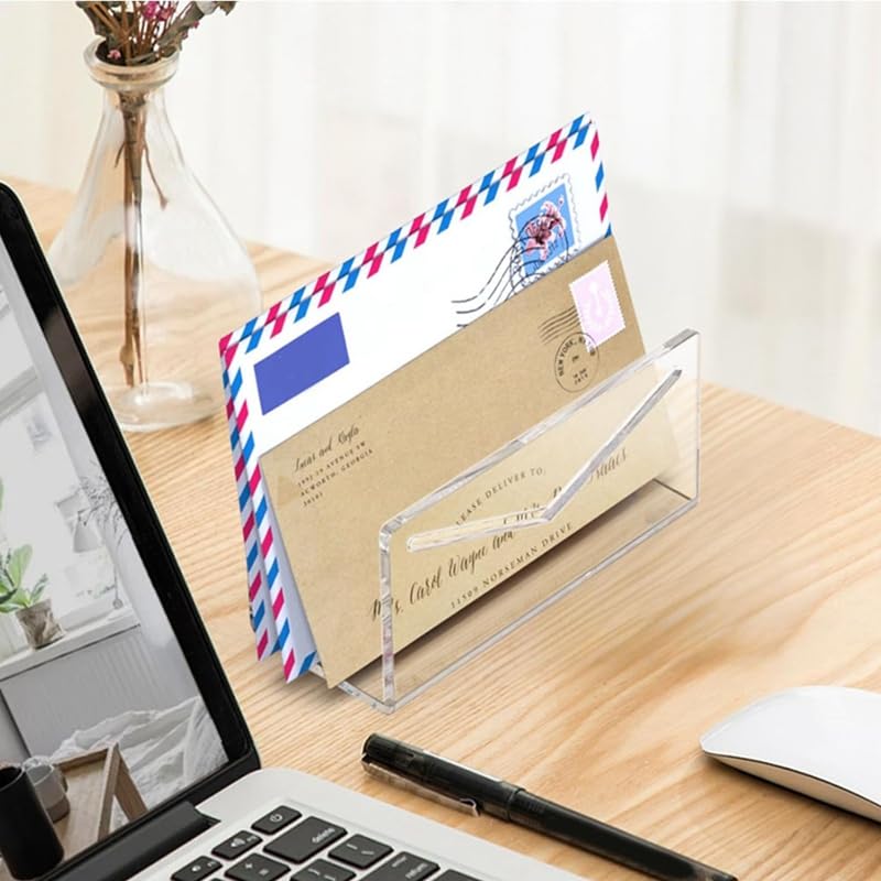 Portalettere Da Tavolo In Acrilico Trasparente - Organizzatore Posta Per Ufficio E Casa 15.3x6.5x10cm - Foto 9
