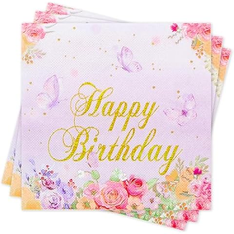 40pcs Pink Butterfly Paper Napkins Set Cover