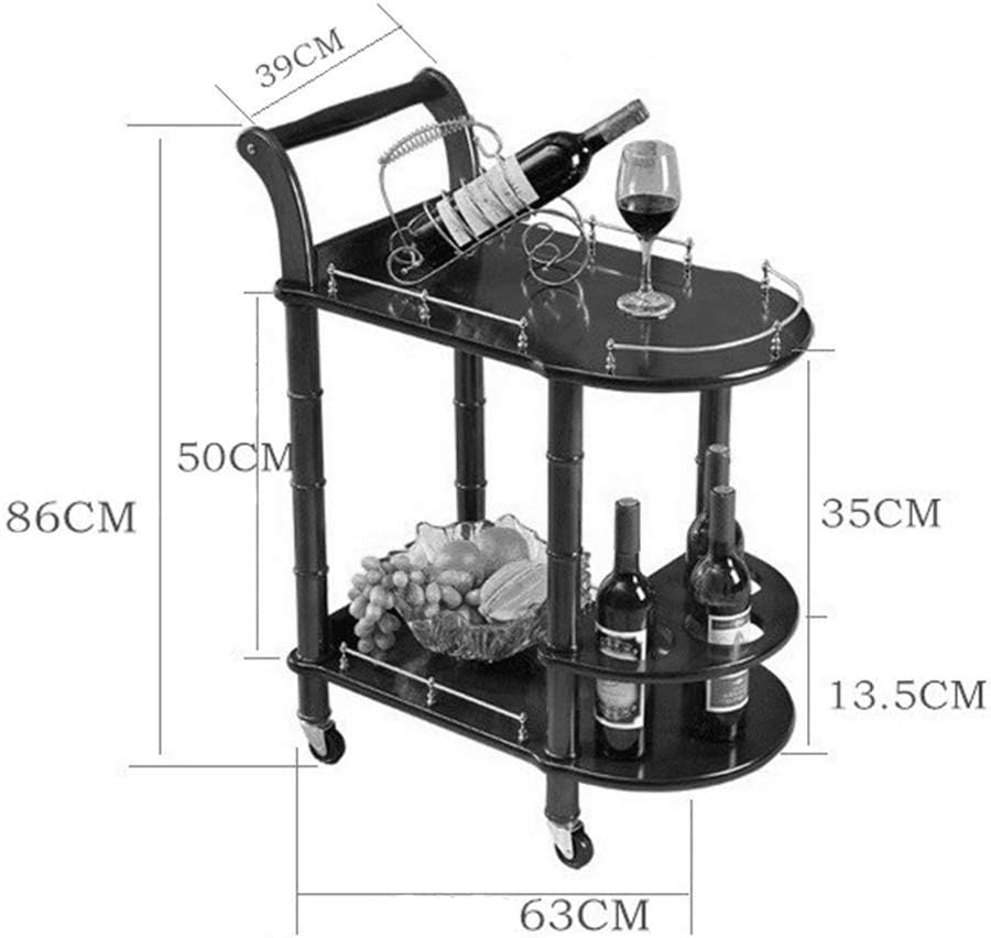 Storage Rack Serving Trolley Kitchen Trolley Island Trolley Trolley 2 Tier Wooden Kitchen Trolley Kitchen Cabinet Storage Trolley,63x49x86cm,