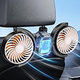 Dealswin Rechargeable Car Fan for Back Seat, Battery and USB Dual Power Car Fans for Baby Kids, Powerful 3 Speeds 360° Rotatable Dual Head Cooling Car Seat Fan