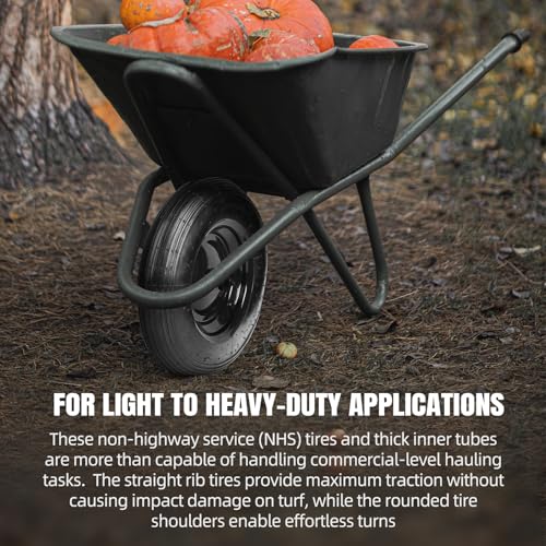 Image of (2-Set) AR-PRO 4.80 /4.00-8 inch Tire and Inner Tube Set - Universal Replacement Tires and Inner Tubes with 15.5 inch Outer Tire Diameter and 4.80 inch Tire Width - Fits on Dollies, Trolleys, Wagons, and More