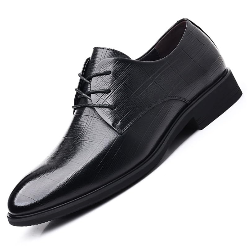 Men's Wingtip Lace Up Patent Leather Brogues Shoes Non-Slip Dress Business Oxfords Shoes Pointed Toe Elevator Shoes for Men