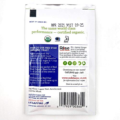 Lesaffre Red Star Organic Instant Yeast - 5 Packets