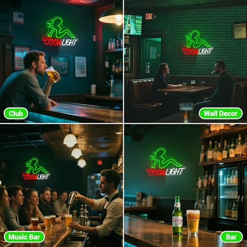 Image of Crs Neon Sign, Beer LED Light for Man Cave Bar Decor Green Lady Neon Lights for Bar Wall Art for Beer Pub Restaurant Party Decor