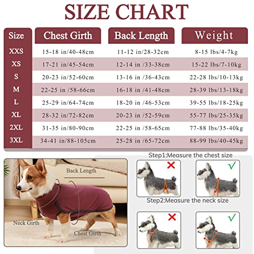 Hjyokuso Hundepullover - Fleece Pullover für kleine, mittelgroße & große Hunde - Warm & Leichter Hundepulli, Wintermantel & Outdoorhundemantel - Weinrot