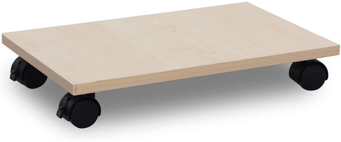 INDIAN DECOR. 61286 Recycled Material Oak Computer Cart, Tower Stand with Wheels, Floor CPU Holder, Under Desk