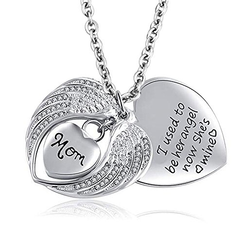 SexyMandala Urn Necklace for Ashes Love Heart Angel Wing Cremation Jewelry Mom Memorial Keepsake Pendant