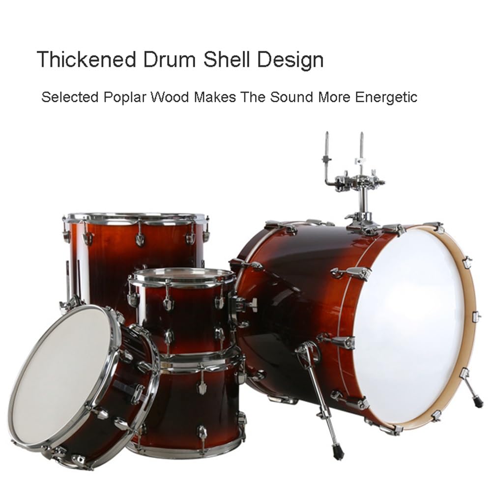 Batería para Adultos, batería Completa de 5 Piezas para Adultos, Kit de percusión para Instrumentos Musicales, para presentaciones en el Escenario para Principiantes(A)