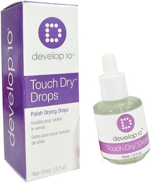 Develop 10 Nail Polish Treatment Touch Dry Drop The glossy finish of All Dry will not fade or yellow. Good for both natural and acrylic nails. - Size 0.5 fl oz. / 15 ml by Develop 10
