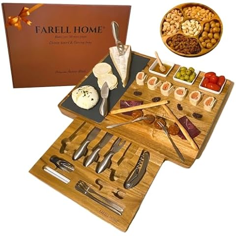 FARELL HOME Acacia Wood Charcuterie Board Set Cover