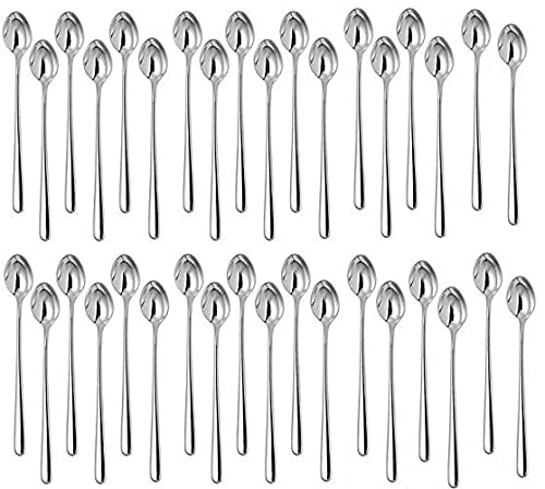 Easyroot Stainless Steel Soda Spoon 19cm Length, Extra Long Spoon for Iced Tea, Coffee,Ice Cream Spoon for Tall Glasses, Cocktail Bar Long Handle Spoon, (Pack of 36)