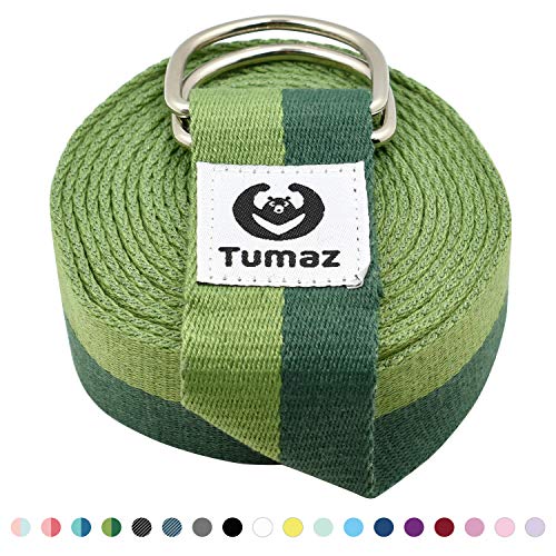Tumaz Yoga Strap/Stretch Bands [15+ Colors, 6/8/10 Feet Options] with Extra Safe Adjustable
