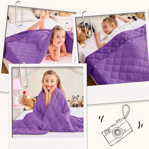 Image of Purple Weighted Blanket 7lbs, 40 inchx60 inch, Breathable Cooling Minky Heavy Throw Blanket for 60-90lbs, Soft Winter Thick Big Blankets Weighted Comforter Gift