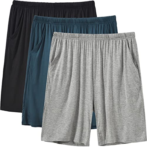 Image of JINSHI Men's Pajama Shorts Soft Comfortable Lightweight Elastic Drawstring Men Lounge Sleep Shorts with Pockets