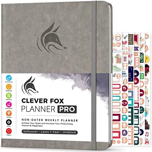 Clever Fox Planner PRO – Weekly & Monthly Life Planner to Increase Productivity, Time Management and Hit Your Goals – Organizer, Gratitude Journal – Undated, 1 Year – Softcover, 8.5x11″ (Grey)