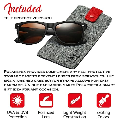 Image of PolarSpex Polarized Sunglasses for Men and Women | UV Protection, Durable Lightweight Frame, Retro Style, Felt Carrying Case, Clear Vision for Driving, Fishing & Everyday Wear.