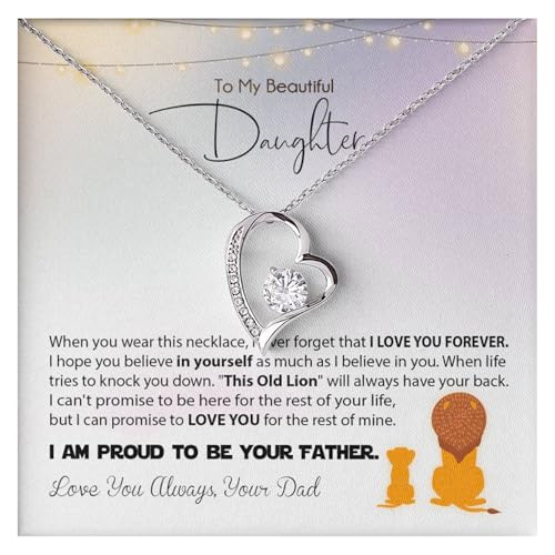 To My Daughter Necklace From Dad, Birthday Gifts For Daughter, Father Daughter Gifts With Inspirational Message Card