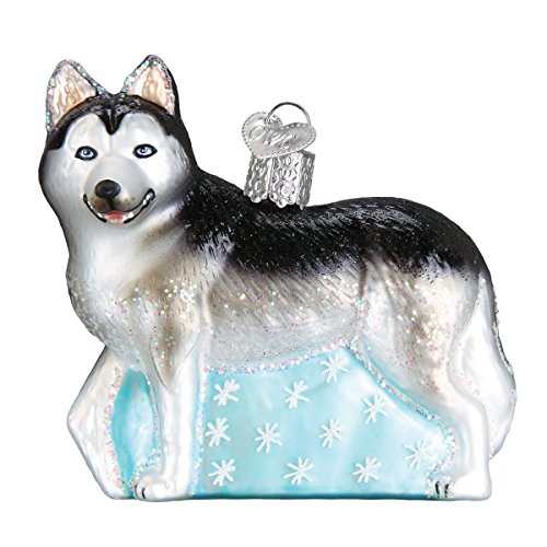 Old World Christmas Christbaumschmuck: Hunde-Kollektion, Glasornamente für Weihnachtsbaum Sibirischer Husky 3.5" Mehrfarbig – Ansicht 1