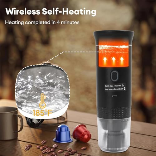 Image of 3 in 1 Portable Espresso Maker - Capsule, Ground Coffee & Small Capsule Compatible, Dual Hot /Cold Brew, Premium Machine Professional Grade Handheld USB-C Charging (White)