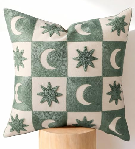 Kokaaee Embroidered Throw Pillow Cover 18x18 Inch - Modern Geometric