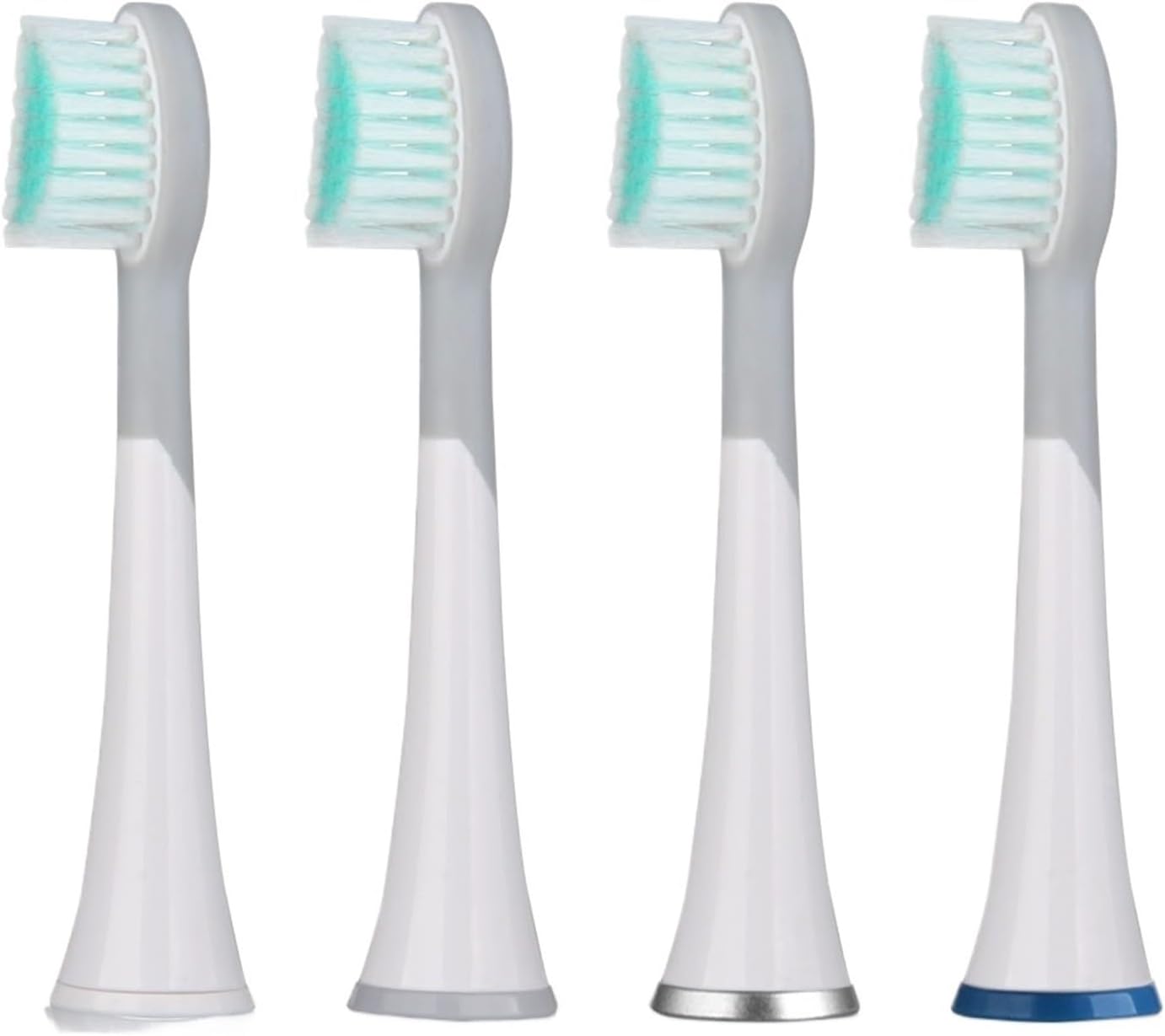 Compatible for D901 D902 D01 D02 Electric Toothbrush, 4 Pack White Rubberized Replacement Brush Heads with Caps(White)