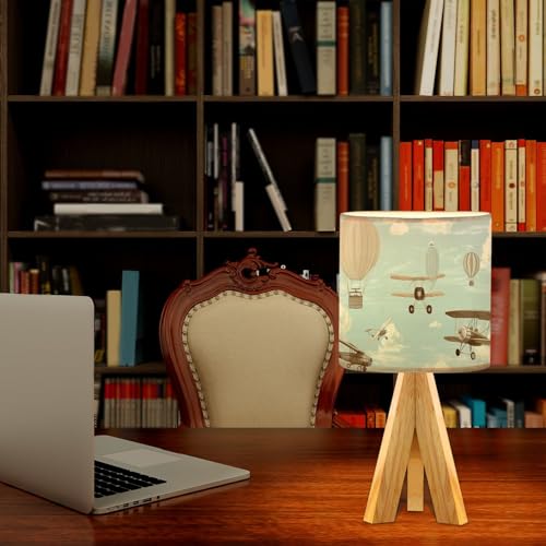Lámpara de Mesa de Noche con Base de Madera y Pantalla de Tela miniatura 3