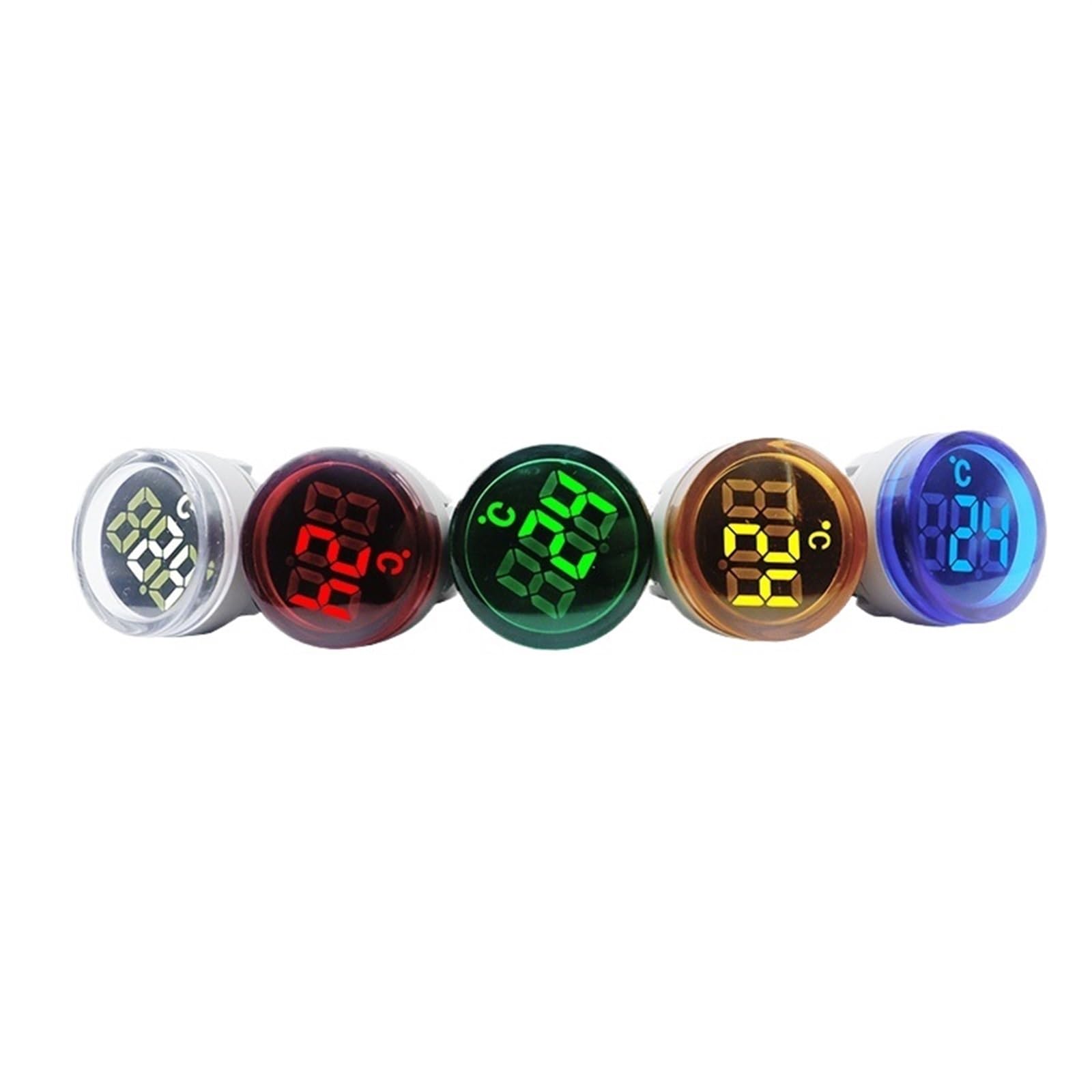 1 mini thermomètre rond à affichage numérique LED AC 50-380 V, instrument de mesure de la température à LED rouge et verte, câble de 1 mètre(50R)