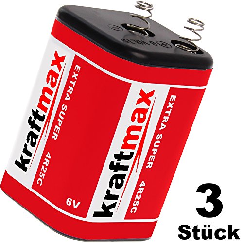 kraftmax 3 x Fuerza MAX 4R25  Bloque de batería 6 V/9500 mAh (9,5 Ah)  6 V hochleistu.