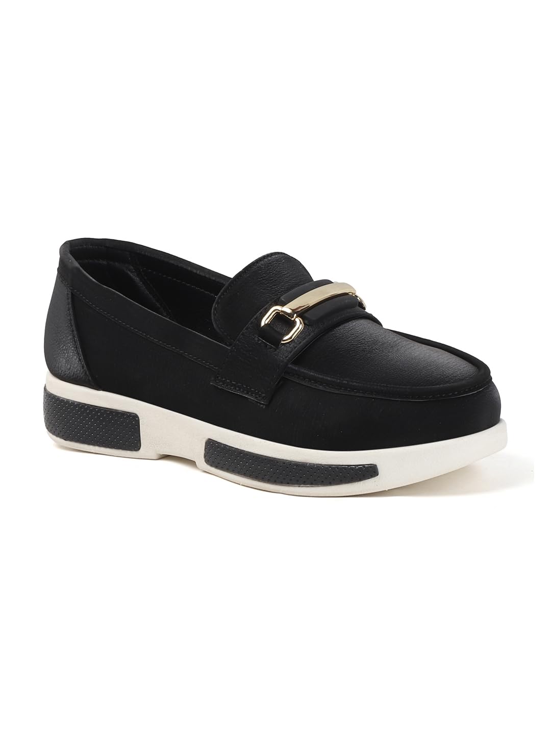Women's Polished Penny Loafer Style with Metallic Bit Loafers-image-25