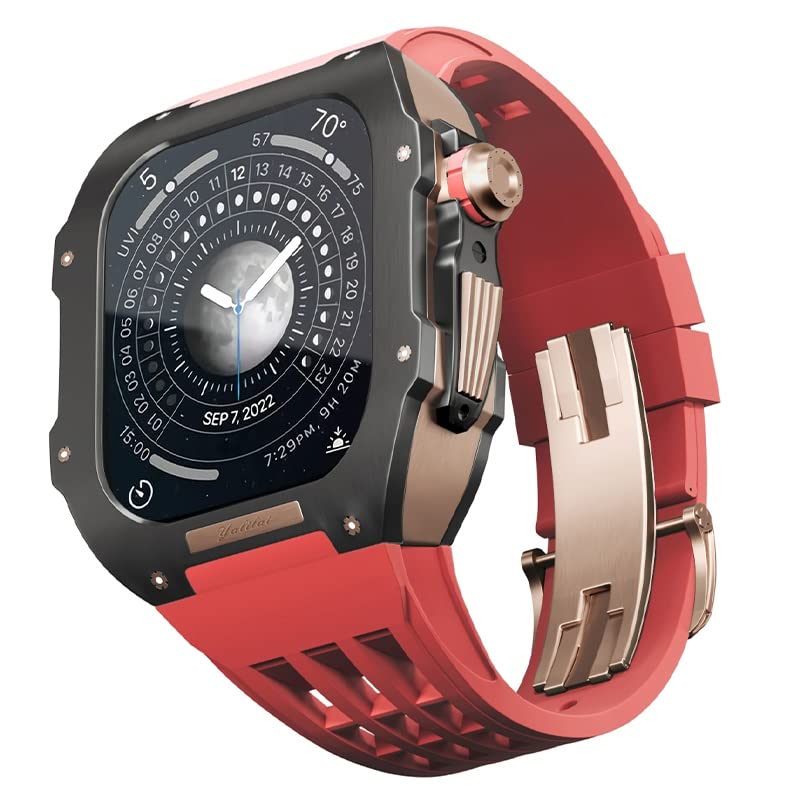 Kit de modification de montre pour Apple Watch 6 5 4 SE 44 mm boîtier en titane et bracelet Viton
