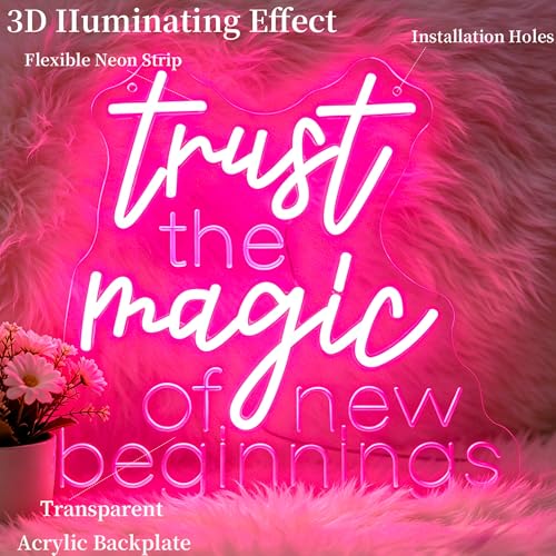 Image of Trust the Magic of New Beginnings Neon Sign Led Neon Lights Neon Signs for Wall Decor Light Up Sign for Birthday Party Club Gift