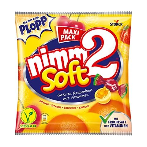 nimm2 Soft - 1 x 345g Maxi Pack - Gefüllte Kaubonbons in vier Sorten mit Fruchtsaft und Vitaminen Cover
