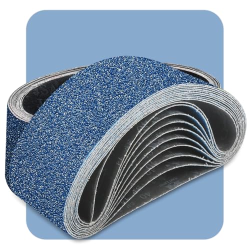 3x21 Inch Sanding Belts 10 Pcs 60 Grits Heavy Duty Belt Sander Zirconia Belt Sander Paper for Wood, Metal, Stainless Steel, Automotive, and Furniture