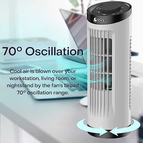 Sedol 13″ Inch Portable Mini Tower Fan 70 Oscillating Fan with 3