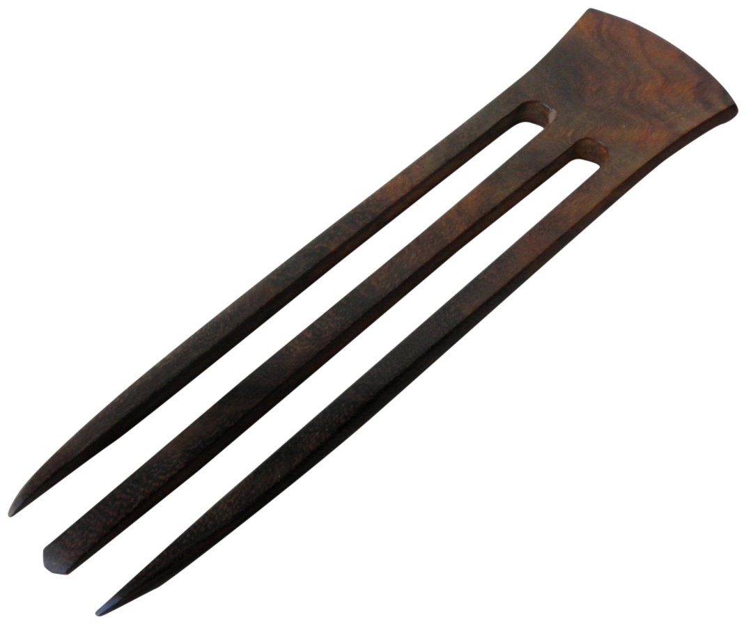 One Rosewood Three Prong 6 Inch Straight Hair Stick Pick Pic Pin Fork