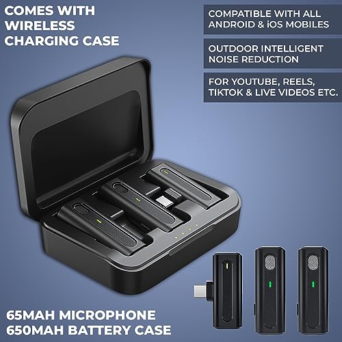 Image of MOOZMOB K93 Professional Grade Dual Wireless Mic with Charging Case and Noise Reduction Lavalier Microphone for Video Recording Vlogs ASMR Podcast Interviews YouTube (Dual Channel Version)