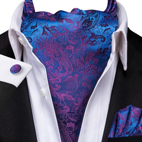 Image of Dubulle Paisley Floral Ascot for Men Self Tie Mens Cravat and Pocket Square Cufflinks Wedding