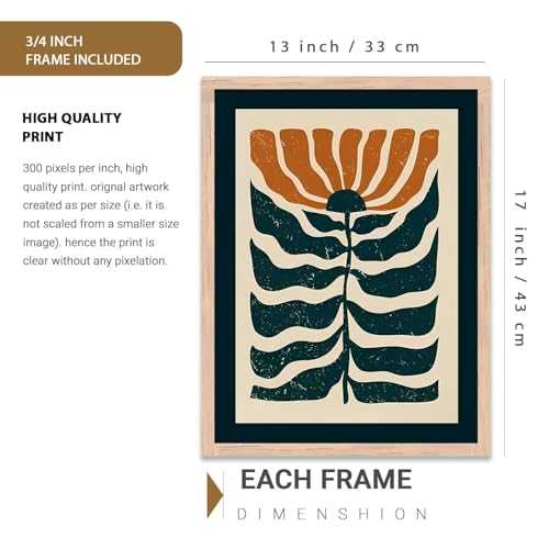 Image of kotart Floral Wall Art Home Decoration | Aesthetic Floral Paintings With Frame For Living Room Bed Room Hotel Wall Decor Digital Reprint Set of 9 (13X17 inch)
