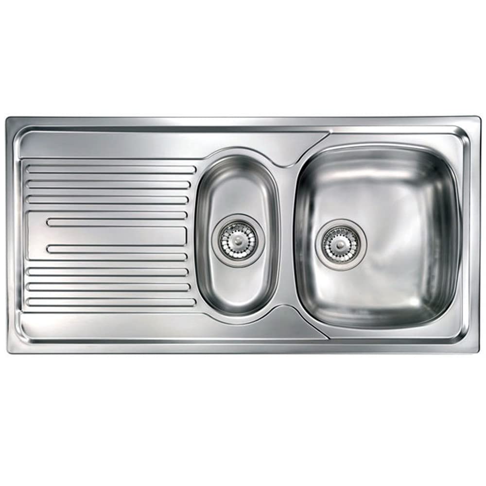 Yellowshop - ATLANTIC Lavello incasso acciaio inox piano dx o sx cm 100x50 con sifone e piletta (Piano a Sx)