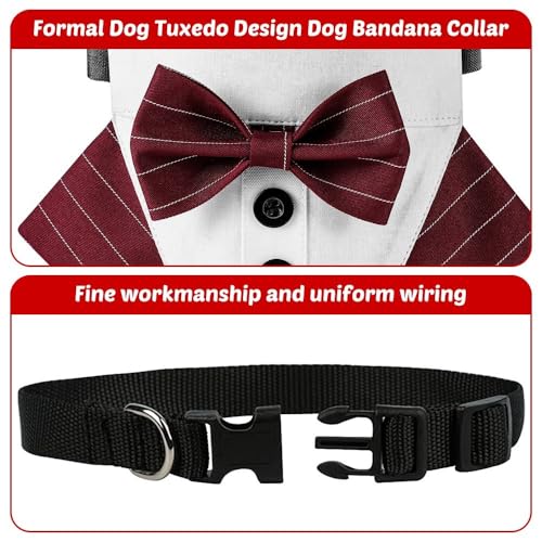Hund Smoking Bandana Halsband, Verstellbar Haustier Fliege Bandana Haustier Hochzeitshalstuch mit Fliege für Hochzeit Geburtstag Weihnachten