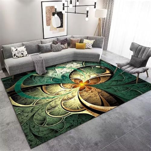 Tapis descente de lit floral 3D vert pour réveils doux en chambre