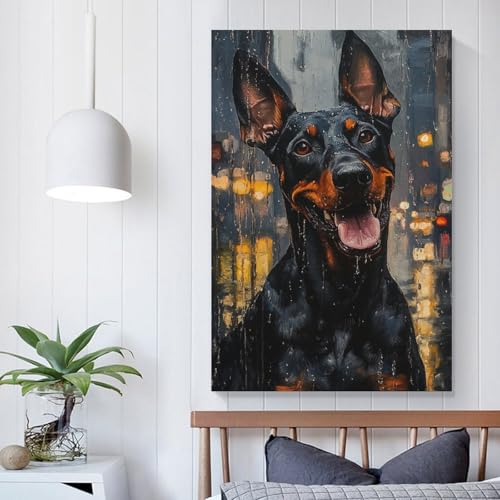 Impression sur toile Doberman 50x75cm pour decoration murale de maison