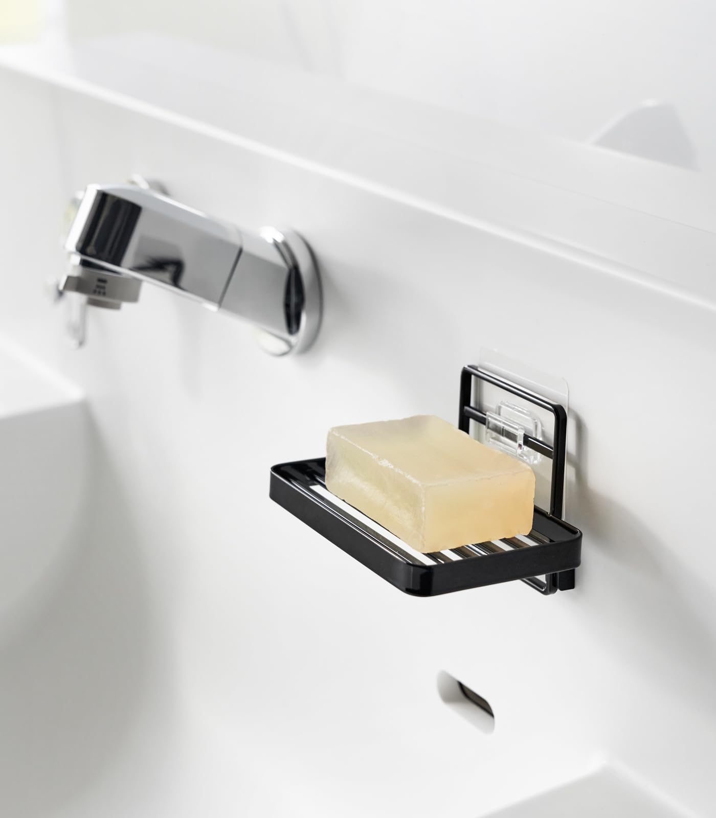 YAMAZAKI Soap Dish, Alloy Steel, Black, 8.5 x 12 x 7.8 cm - Image 2