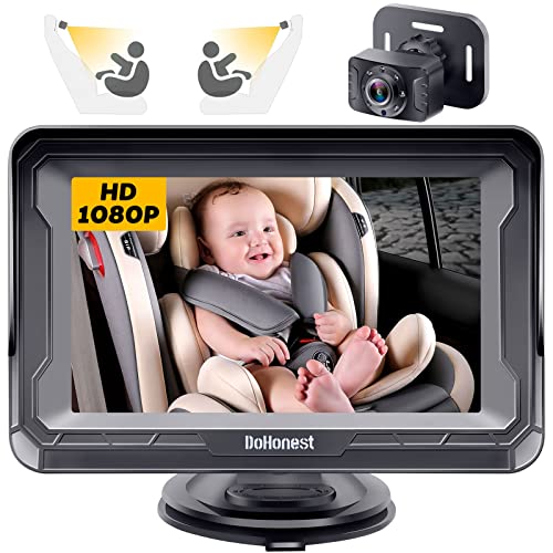 DoHonest Baby Car Camera HD 1080P – Rear-Facing Car Baby Monitor with Night Vision, Adjustable View Angle, Easy Setup, Anti-Glare Display, Safety for Kids & Infants