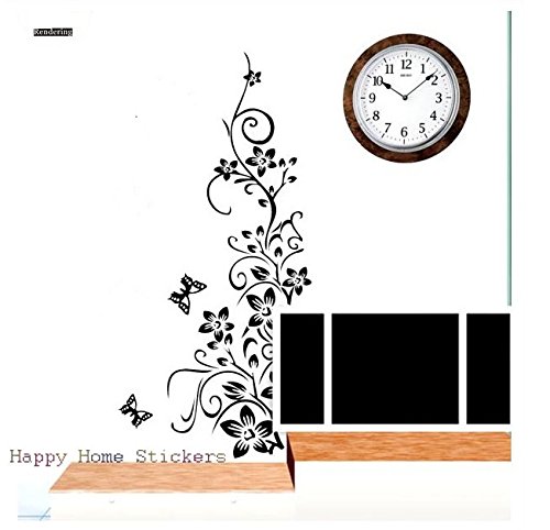 Sticker Mural DIY Black Flower Vine Réfrigérateur Fenêtre