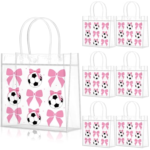 Wesnoy 20 Pcs Cute Softball Gift Bag Pink Bow Softball Goodie Gifts Bags with Handles Reusable Sport Themed Treat Bags for Candy Birthday Party Supplies 8 x 8 x 3.15''