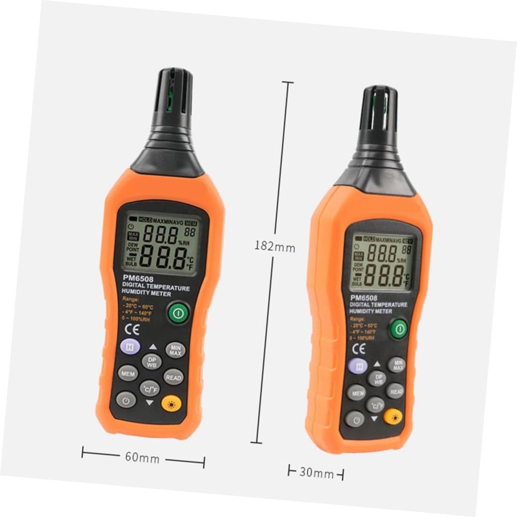 Pm6508 Temperatur und Feuchtigkeitsmesser für Industrie, 1 Satz | Abs und Tpe, ohne Batterie, für Lagerräume und Labore, Schnelle Messung mit Leichter Bauweise