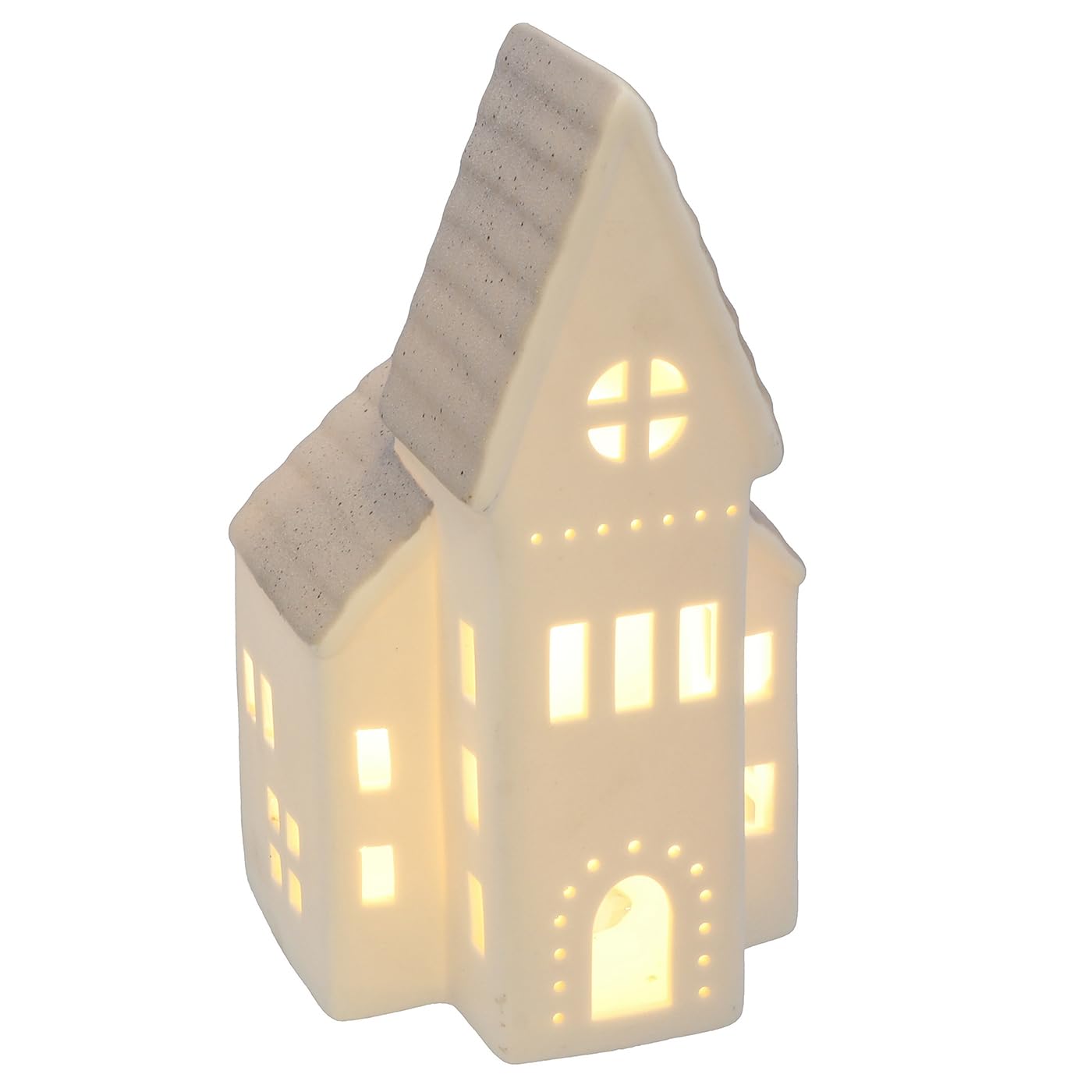 Shudehill Giftware China White LED Light up Cute Heart House Decorations Church Grey - Sage, Pink, Grey Designs