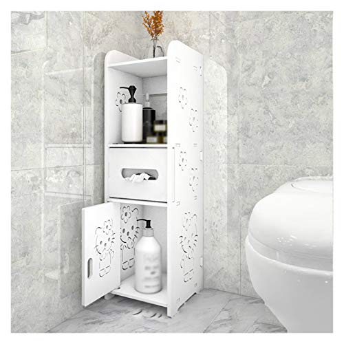 Badezimmer Säule mit 3 Etagen, Badezimmerschrank Säule Schrank Säule mit Schubladen Aufbewahrung Handtuch Toilettenpapier Schrank