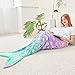 WERNNSAI Mermaid Tail Blanket - Mermaid Wearable Blankets for Adults Women Girls All Seasons Soft Flannel Mermaid Scale Sleeping Bags Snuggle Blanket for Teens Birthday (Pink & Green)